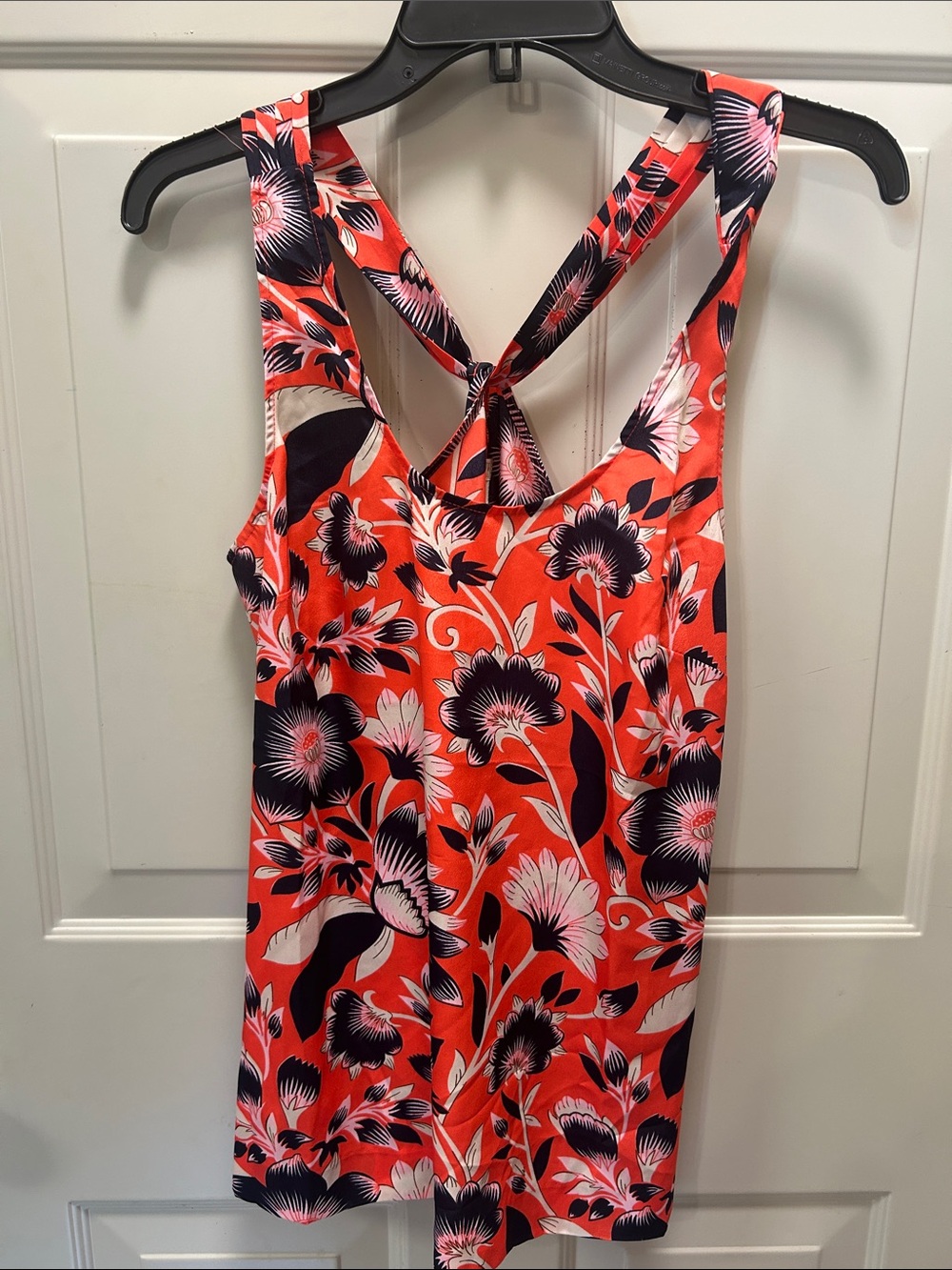 J. Crew Coral Floral Crossback Tank Top
